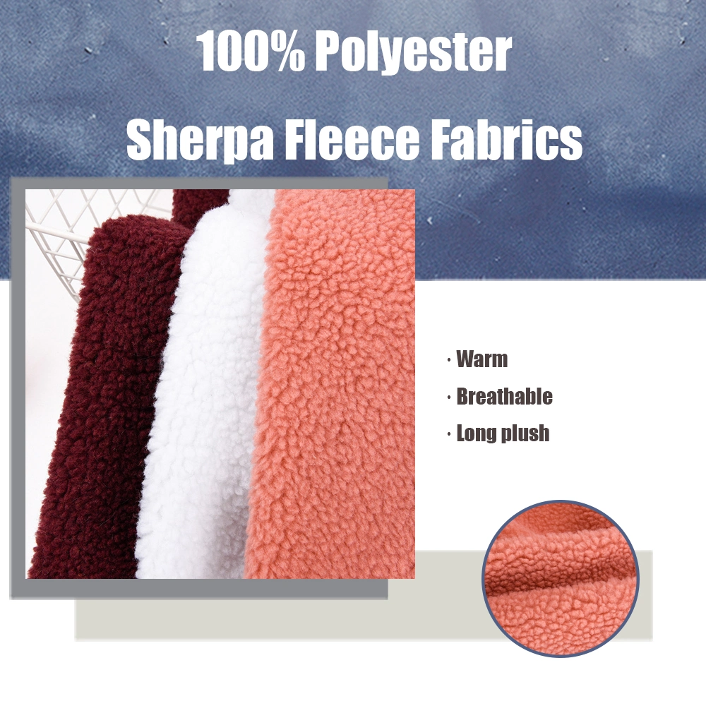 Knitted 100% Polyester Sherpa Fleece Blanket Fabric Wool Faux Fur Sherpa Fleece Fabric Velvet Sherpa Fabric